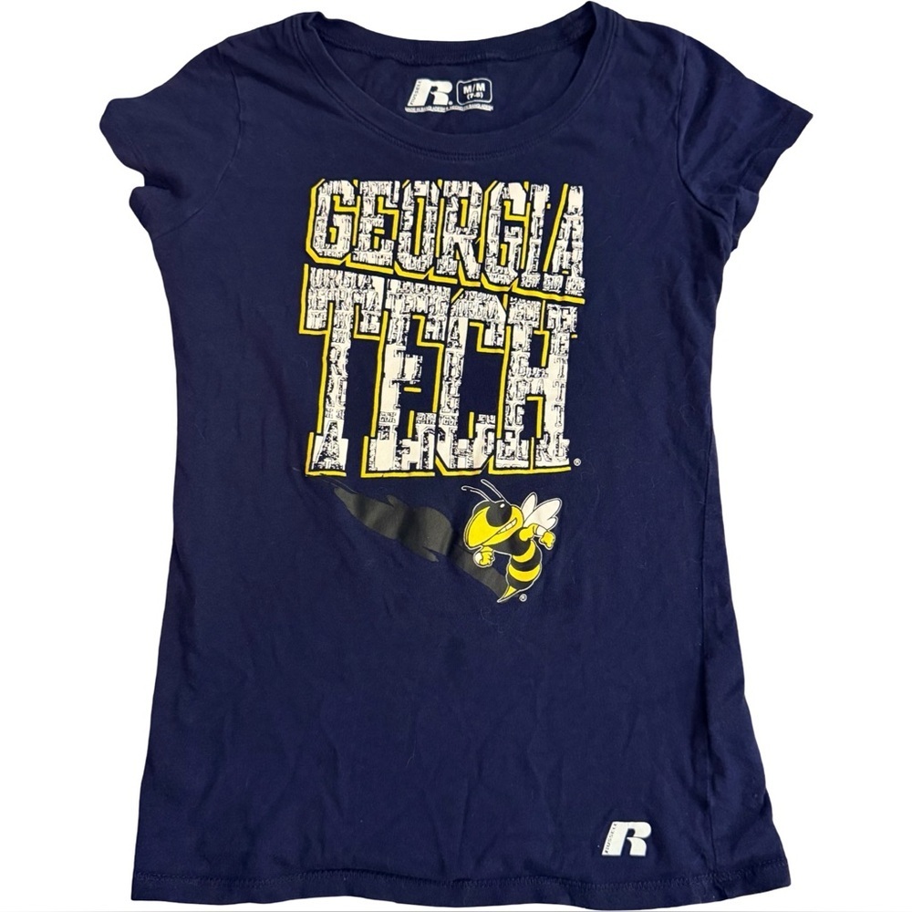 Georgia Tech Yellow Jackets Navy Blue Tee — Girls Size 7/8 🐝